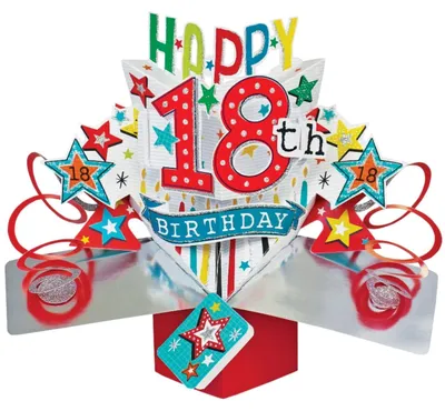 Produktbild von Grußkarte, Pop Up Karte 18. Geburtstag, Geburtstagskarten, Glückwunschkarten Geschenke