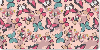Produktbild von MuchoWow® Schreibtischunterlage Schmetterling - Rosa - Blau - Design 80x40 cm - XXL Mauspad - Gaming Mauspad
