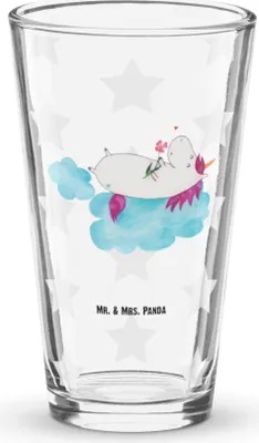 Produktbild von Mr. & Mrs. Panda Longdrinkglas Einhorn Verliebt - Transparent - Geschenk, Unicorn, Cocktailglas, Freundin, Tumbler, Wasserglas, Bierglas, Einhörner, Glas, Wolke, Liebe