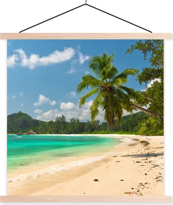Produktbild von MuchoWow® Textilposter Tropisch - Insel - Strand 60x60 cm mit holzfarbenen Rahmen - Wanddekoration