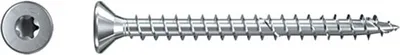 A close-up, studio shot of a single screw, shown from two angles: the head and the full length.