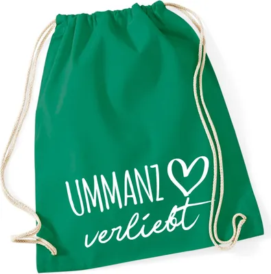 Produktbild von Huuraa Turnbeutel Ummanz verliebt 12 Liter Kelly Green Baumwolle Rucksack Geschenkidee