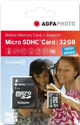 Image de AgfaPhoto 32Go MicroSDHC Class 10, 32768 MB, Micro Secure Digital High-Capacity (MicroSDHC), 32 mm, 24 mm, 1 mm, Blase