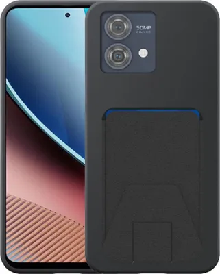 Produktbild von Geeignet für Motorola Moto G Stylus 5G 2023 Phone Case mit verstellbarem Leder Kartenschlitz - Flexible Back Cover Case Silikon TPU mit verstellbarem Leder Kartenschlitz - Schwarz - Smartphonics
