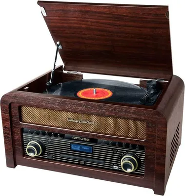 Produktbild von Muse MT-115 DAB, Plattenspieler mit Direktantrieb, Halbautomatisch, Schwarz, Holz, Holz, 45 RPM, 33,45,78 RPM