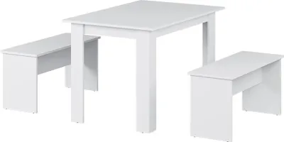 Image de Ensemble de table à manger Vicco Sentio Blanc 112x73.6cm avec 2 bancs, Model 37267