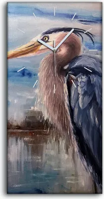 Produktbild von Wohnzimmer-Bild Leinwand Uhr Geräuschlos 30x60 Malerei Tier Vogel Kunst - weiße Hände