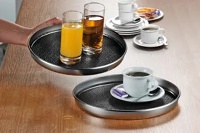 Produktbild von 1x Serviertablett "Safe" rund, 29 cm, aus Edelstahl, Serviertablett,