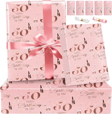 Productafbeelding van Cadeaupapier 70 x 50 cm, 5 stuks, roze goud, voor verjaardag