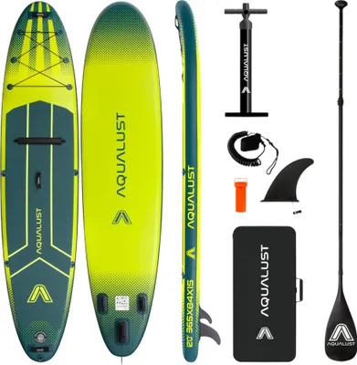 Produktbild von AQUALUST 12.0 iSUP Board Stand Up Paddle Surfboard aufblasbar Komplettset 365cm SUP Board - Inhalt: Boardset+Stechpaddel