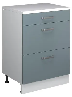 Image de Meuble sous pente Vicco R-Line Bleu-gris 60cm sans pente avec 3 tiroirs, Model 61733