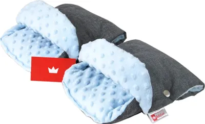 Produktbild von BABYLUX MUFF Handmuff Handwärmer Kinderwagen Buggy Handschuh 4. Grau + Minky Bla