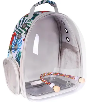 Productafbeelding van Vogelrugzak Bubble Travel Carrier met roestvrijstalen plateau en steunbeugel, bloemenprint