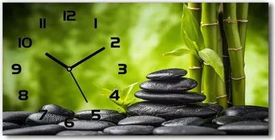 Produktbild von Wanduhr aus Glas – 60x30 cm - Glasbild - Glasuhr - Gehärtetes Glas - schwarze-zeiger - Zen Steine