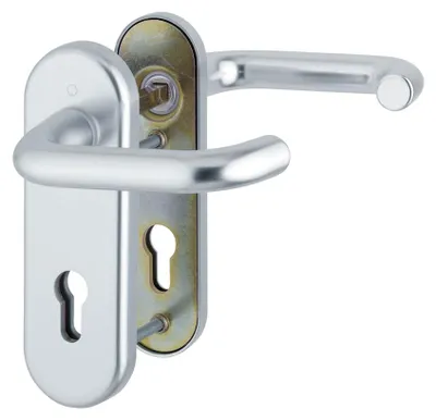 Produktbild von Paris HOPPE Schutz-Türdrücker-Kurzschild-Garnitur, 138L/3331K/353K-1 (Entfernung: 72mm, Vierkant: 8mm, Türstärke: 37 - 42 mm, Zylinderabdeckung: Nein, Oberfläche: Alu F1 - Natur) Entfernung: 72mm Vierkant: 8mm Türstärke: 37 - 42 mm Zylinderabdeckung: Nein