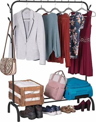 Image de Portant à vêtements simple avec 8 crochets coloris noir
