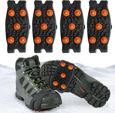 Produktbild von 2 Paar Anti Rutsch Schuhspikes, Spikes fš¹r Schuhe Winter, Universal Spikes Schuhe Schuhkrallen mit 5 Schuhspikes, Stretch rutschfeste Steigeisen, Schuhspikes Schnee und EIS fš¹r Wandern, Outdoor