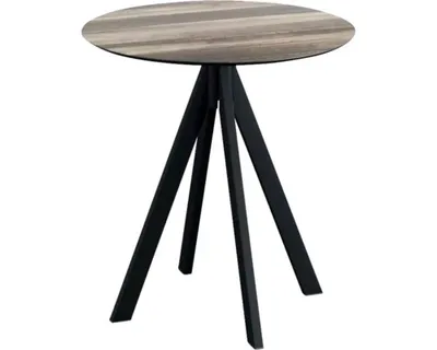 Image de Infinity - Table de terrasse, structure noire + plateau HPL en bois tropical Ø70 cm, 1 pièce