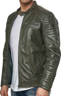 Produktbild von Tazzio Herren Jacke Lederjacke Biker Echtleder 19709 Khaki M