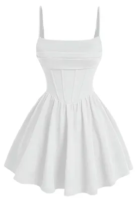 Imagen del producto de Vestido Damesruche, tirantes finos, color blanco