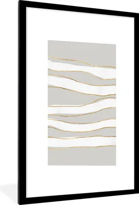 Produktbild von MuchoWow® Gerahmtes Poster Linie - Abstrakt - Muster 60x90 cm - Poster mit Schwarzem Bilderrahmen Wandposter Rahmen Foto Bilder - Dekoration - Wandposter Wohnzimmer - Hochwertig