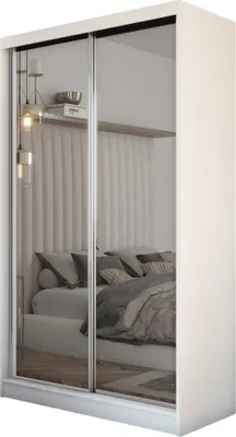 Obrázek produktu pro šatní skříň Darix 120 cm se zrcadlem včetně 2 posuvných dveří Šatní skříň s posuvnými dveřmi (barva: bílá)