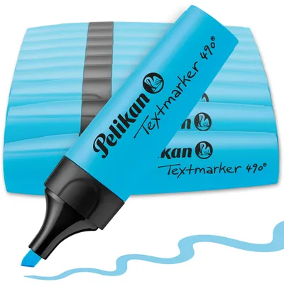 Immagine prodotto di Pelikan Büro 814133 Pelikan Textmarker 490, Leuchtblau, 10 Stück Faltschachtel