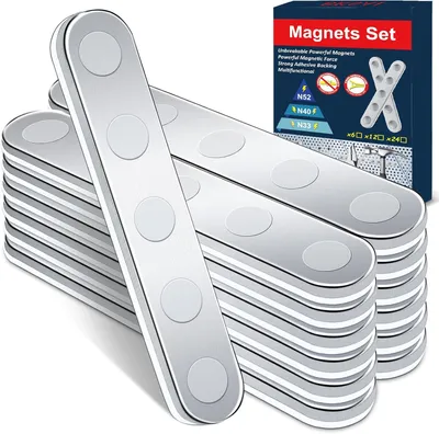 Produktbild von Magnete – 12 Stück – Selbstklebend – Starkes Magnetband zum Aufkleben – Neodym-Magnete – Klebende Magnete – 58 x 10 x 2 mm – Magnetband – Flach