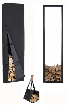 Immagine prodotto di Rastrelliera per legna online Lendo con copertura 50x25x196 cm nera