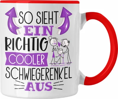 Produktbild von Trendation - Schwiegerenkel Tasse Geschenk So Sieht Ein RIchtig Cooler Schwiegerenkel Aus Geschenkidee Lustiger Spruch Geburtstag Becher Kaffeetasse (Rot)