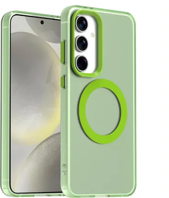 Produktbild von Handyhülle für Samsung Galaxy S24, Hülle Kompatibel mit MagSafe, Schlank Durchscheinend Matt Stoßfest Schutzhülle Grün
