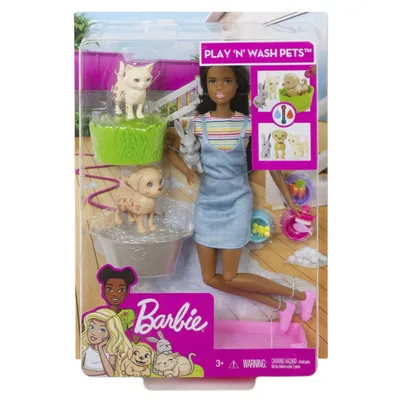 Produktbild von Barbie Badespaß Tiere & Puppe (brünett)