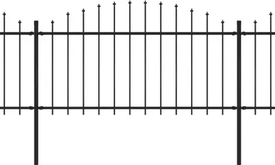 Immagine prodotto di Recinzione da giardino con punte di lancia in acciaio (1,25 - 1,5) x 11,9 m nero