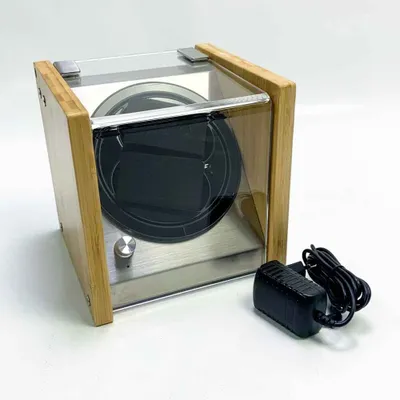 Produktbild von Watch Winder Smith Uhrenbeweger (minimale Kratzer) aus Bambusholz und Metall für 2 Uhren, WWS-B1BAM