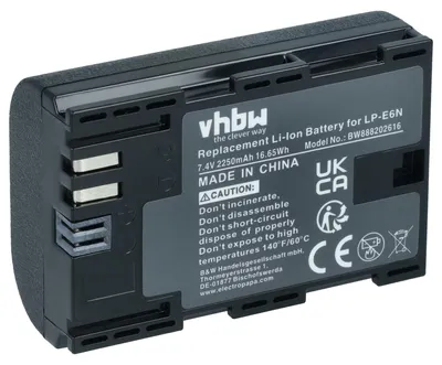 Produktbild von vhbw Akku kompatibel mit Canon EOS R7, Ra, R6 Mark III Kamera (2250 mAh, 7,4 V, Li-Ion), Infochip