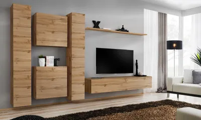 Image de Armoire murale Salon Designer Meuble mural Étagère en bois Armoire murale