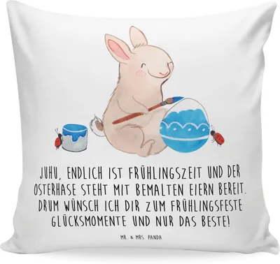 Produktbild von Mr. & Mrs. Panda kissen mikrofaser Hase Marienkäfer - Weiß - Geschenk, Ostern, Osterhase, Zierkissen, Ostergrüße, Dekokissen, Picknicken, Deko, Sofa, Kuschel, für