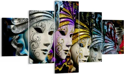 Produktbild von Bild auf Leinwand - Leinwandbild - Abstrakt Maske Feder Festival - 125x70cm - Wand Bild - Wanddeko - Leinwanddruck - Bilder - Kunstdruck - Wanddekoration - Leinwand bilder - Wandkunst - EA125x70-2105