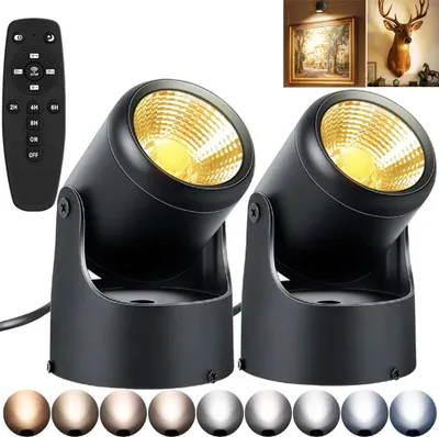 Produktbild von LED-Spot,Plug & Play mit Fernbedienung,stufenlos dimmbar 10–100 %,Farbtemperatur 2700–6500 K,ideal für Pflanzen,Bilder,Kunstwerke und Wohnaccessoires