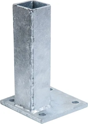 Produktbild von Fußplatte für Pfosten - wandseitig, verzinkt - Maße: 100 x 100 mm