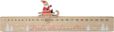 Produktbild von Adventskalender Santa mit Schlittenschieber Natur & Rot aus Holz