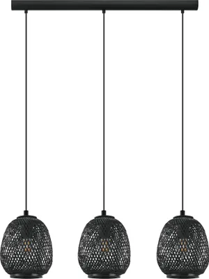 Produktbild von EGLO Pendelleuchte Dembleby 1, Hängelampe Vintage, Natur, Hygge, Hängeleuchte Holz Korb geflochten, Esstischlampe, Wohnzimmerlampe hängend, Stahl, E27
