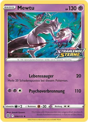 Produktbild von Pokemon Karte - Mewtu 056/172 - Selten Rare Promo Strahlende Sterne Deutsch 2022