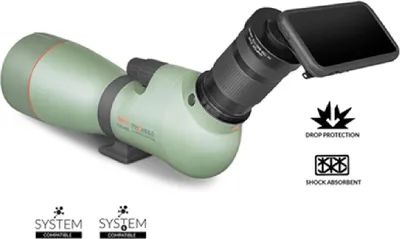 Immagine prodotto di Adattatore per digiscoping Kowa per smartphone iPhone 16 Plus in nero