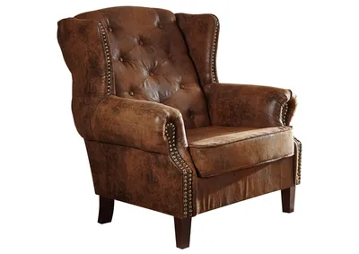 Produktbild von MASSIVMOEBEL24 Ohrensessel 102x93x102 braun CHESTERFIELD