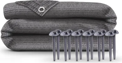 Produktbild von Vorzeltteppich 250x400 cm – Camping Matte mit Ösen, Outdoor Teppich inkl. 12 Kunststoff Heringe & Tragetasche, Markisenteppich