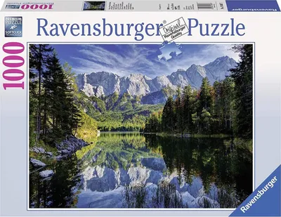 Produktbild von 1000 Teile Ravensburger Puzzle Eibsee mit Wettersteingebirge und Zugspitze 19367