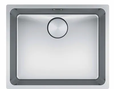 A top-down view of a stainless steel kitchen sink.