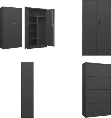 Produktbild von vidaXL Schließfachschrank Anthrazit 90x40x180 cm Stahl - Umkleideschrank - Umkleideschränke - Stahlschrank - Stahlschränke