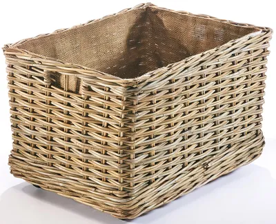 Obrázok produktu pre Ratanový kôš na palivové drevo Kobolo vybavený ľanovou podšívkou a kolieskami Kôš na drevo Kôš na palivové drevo Kôš na oheň Koše Úložné koše Dekoratívny kôš Rozdať